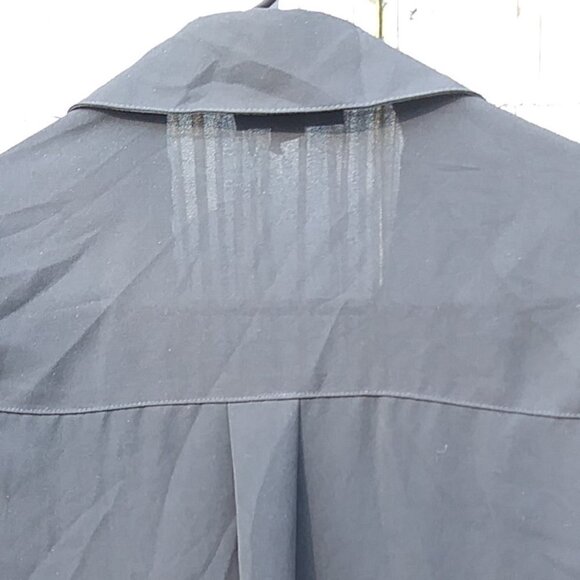 A. Byer Sheer Black Button Down V-Neck Blouse Top Shirt with Pockets- S - Picture 9 of 11